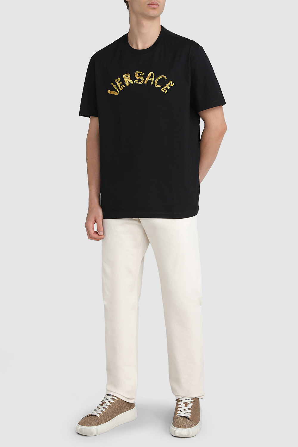 חולצת טי עם לוגו ברקמת חבלים